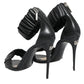 Black High Heels Ankle Strap Sandals Shoes