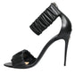 Black High Heels Ankle Strap Sandals Shoes