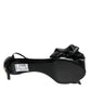 Black Leather Ankle Strap Heel Sandals Shoes
