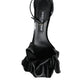 Black Leather Ankle Strap Heel Sandals Shoes