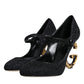 Black Suede Mary Jane Heel Sandals Shoes