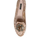 Beige Lace Crystal Ballet Flats Loafers Shoes