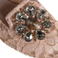 Beige Lace Crystal Ballet Flats Loafers Shoes