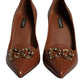 Brown Amore Calf Leather Heels Pumps Shoes