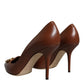 Brown Amore Calf Leather Heels Pumps Shoes