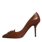 Brown Amore Calf Leather Heels Pumps Shoes