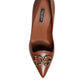 Brown Amore Calf Leather Heels Pumps Shoes