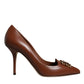 Brown Amore Calf Leather Heels Pumps Shoes