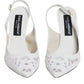 White Leather Stiletto Heels Slingback Shoes
