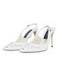 White Leather Stiletto Heels Slingback Shoes