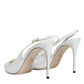 White Leather Stiletto Heels Slingback Shoes