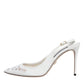 White Leather Stiletto Heels Slingback Shoes