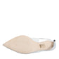 White Leather Stiletto Heels Slingback Shoes