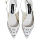 White Leather Stiletto Heels Slingback Shoes