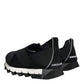 Black Neoprene Stretch Shark Sneakers Shoes