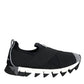 Black Neoprene Stretch Shark Sneakers Shoes