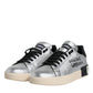 Silver Calf Leather Portofino Sneakers Shoes