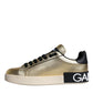 Gold Portofino Calf Leather Sneakers Shoes