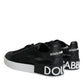 Black Calf Leather Portofino Sneakers Shoes