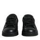 Black Lace Leather Low Top Sneakers Shoes
