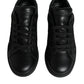 Black Lace Leather Low Top Sneakers Shoes