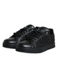 Black Lace Leather Low Top Sneakers Shoes