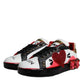 White Red Crystals Leather Portofino Sneakers Shoes
