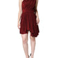 Red One Shoulder Pleated A-line Mini Dress