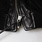 Black Calf Leather Quilted Full Zip Jacket