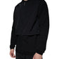 Black Cotton Full Zip Bomber Long Sleeves Jacket