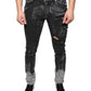 Black Embellished Cotton Skinny Denim Jeans