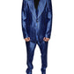 Metallic Blue Stripes Formal 3 Piece Suit