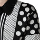 Black White Polka Dot Collared Polo T-shirt
