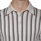 White Black Stripe Polo Short Sleeve T-shirt