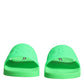 Green Leather Slides Sandals Beachwear Shoes