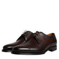Brown Leather Lace Up Men Derby Formal Shoes