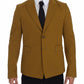 Elegant Yellow Cotton Blend Casual Blazer