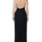 Black Sleeveless Halter Sheath Long Gown Dress