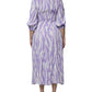 White Purple Patterned Viscose Short Sleeves Maxi Dress