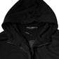Black Cotton Full Zip Hooded Bomber Jacket