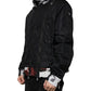 Black Nylon Full Zip Men Bomber Jacket