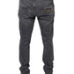 Dark Gray Tattered Cotton Skinny Denim Jeans