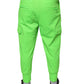 Neon Green Polyester Cargo Jogger Sweatpants Pants