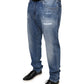Blue Washed Cotton Stretch Men Denim Jeans