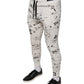 White Printed Cotton Jogger Sweatpants Pants