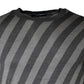 Gray Stripes Long Sleeve Round Neck Pullover Sweater