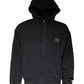 Black Logo Plaque Hooded Full Zip Sweater