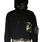 Black Pocket CottonHooded Sweatshirt Sweater