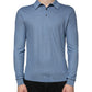 Sky Blue Silk Collared Men Pullover Sweater
