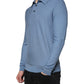 Sky Blue Silk Collared Men Pullover Sweater